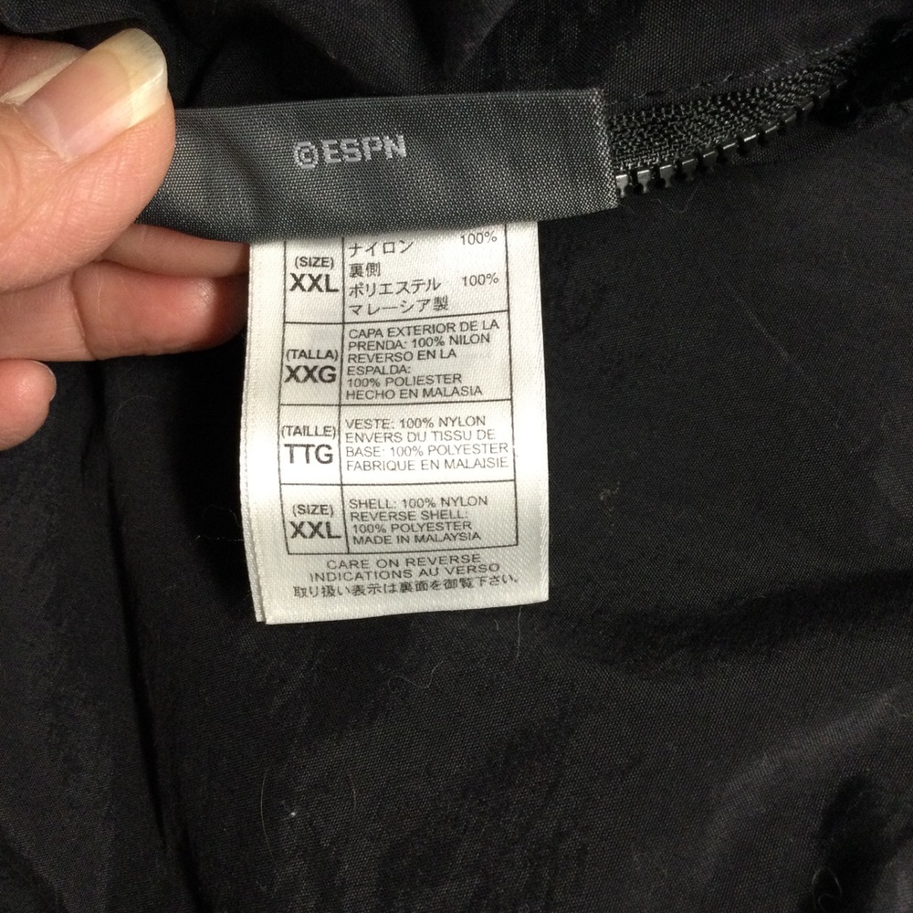 ESPN VTG Mens Black Red Reversible V-Neck Pullover Windbreaker Jacket Sz XXL - Picture 10 of 11